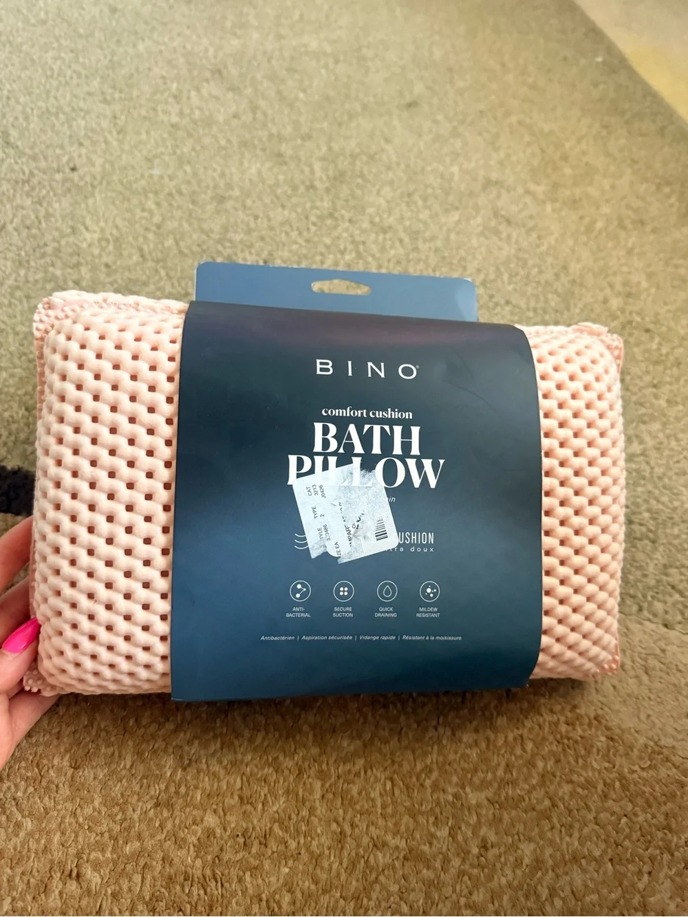 BINO Pink Ultra Soft Bath Pillow